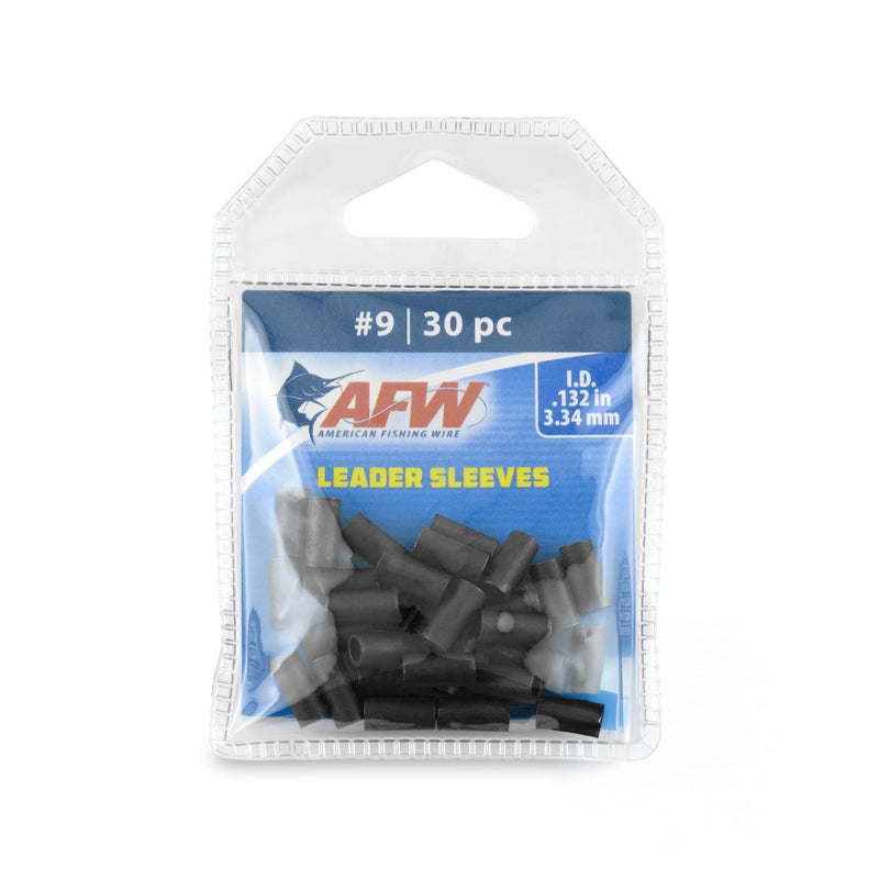 AFW American Fishing Wire Single Barrel Crimp Sleeves, Size #9/.132", Black, 30 pc - Image 1